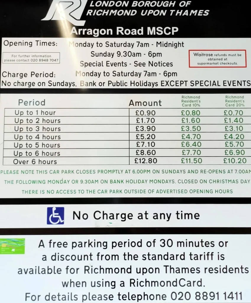 Parking Rates - Heathroad Twickenham