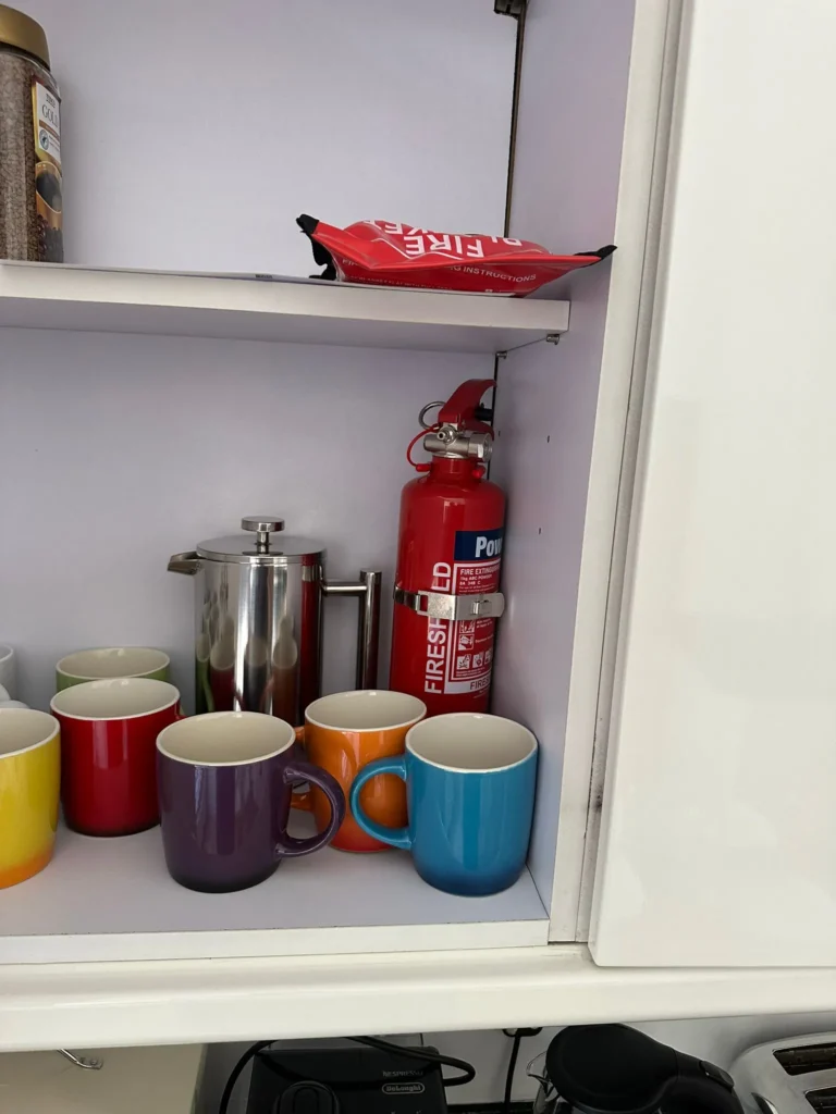 Fire extinguisher and blanket - New Kings Road